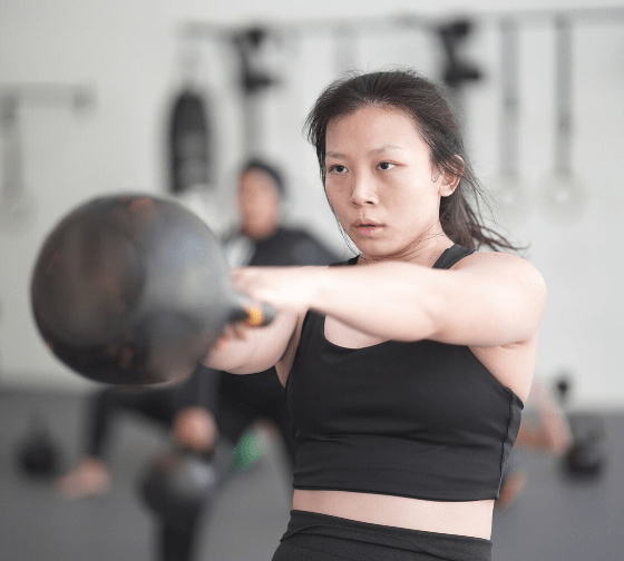 Kettlebell Swings during class